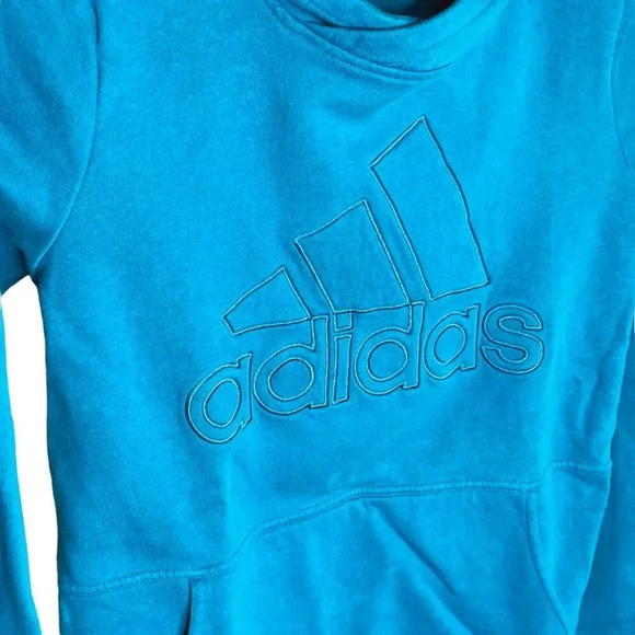 Adidas Teal Pullover Pocket Textured Logo Hoodie - Picture 5 of 9